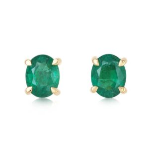 Oval emerald stud earrings 0.67ct