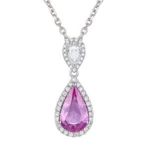 Pink sapphire and diamond pendant