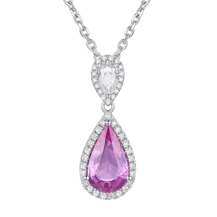 Pink sapphire and diamond pendant