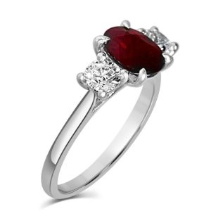 Ruby and Diamond Three Stone Ring