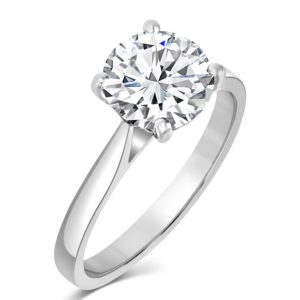 Solitaire round brilliant cut diamond ring