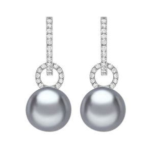 Tahitian pearl & diamond crop earrings 0.30ct