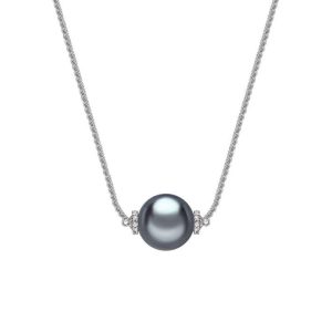Tahitian pearl and diamond rondelle pendant 13.4mm