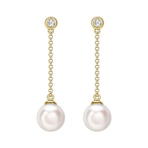Pearl and diamond drop earrings