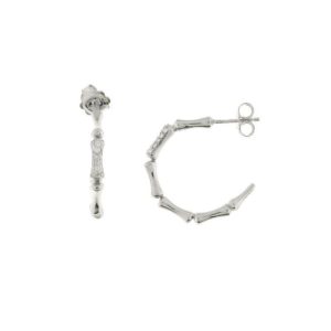 White gold "Bamboo" diamond hoop earrings by Chimento