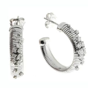 White gold "Stardust" diamond hoop earrings by Chimento