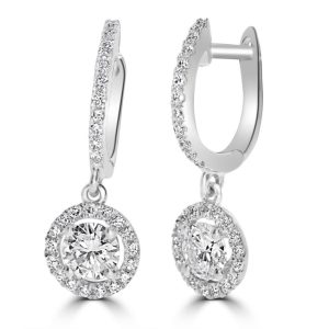 Diamond cluster drop earrings 1.05ct