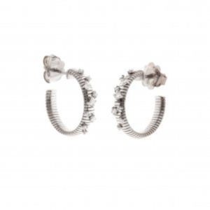 White gold "Starburst" diamond hoop earrings by Chimento