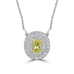 Yellow and White Diamond Oval Pendant