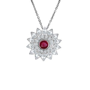 Ruby and diamond cluster