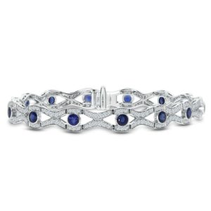 All round cut sapphire and diamond bracelet