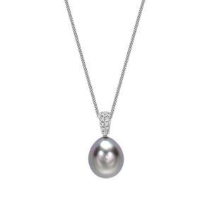 Tahitian pearl and diamond pendant 12mm