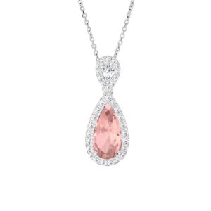 Pink morganite and diamond pendant