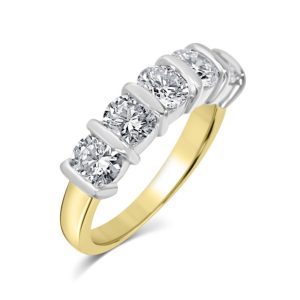 Yellow gold five stone diamond ring 2.00ct