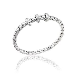 White gold "Stretch Spring" diamond rondelle bracelet by Chimento