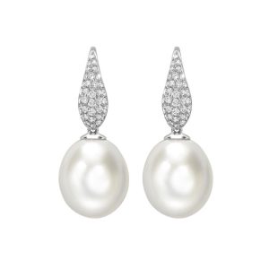 Diamond hoop with pear drop earrings