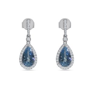 Aquamarine and diamond drop earrings