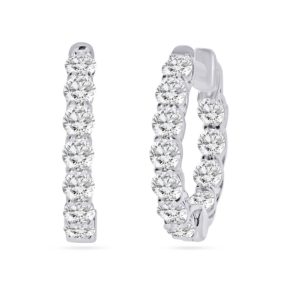 Round brilliant cut diamond hoop earrings 2.50ct