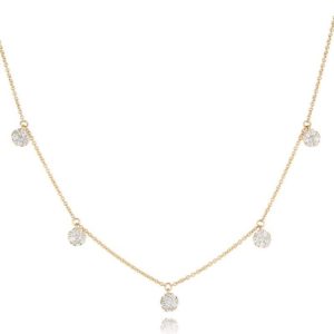 Yellow gold intermittent diamond necklace 18"