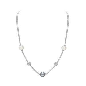 Cultured & Tahitian pearl & diamond necklace