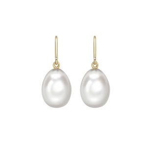 Yellow gold pearl drop earrings