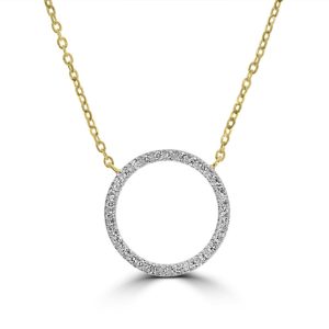 Diamond circle pendant in yellow gold 0.11ct