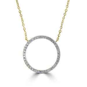 Diamond circle pendant in yellow gold 0.17ct