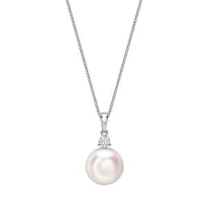 Cultured pearl & diamond pendant