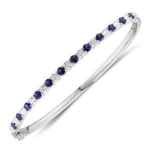 All round cut sapphire and diamond bangle