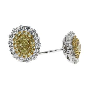 Yellow diamond cluster stud earrings
