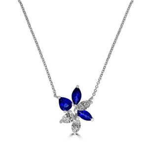 Sapphire and diamond mixed cut pendant