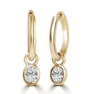 Hoop Earrings with Oval Cut Diamond