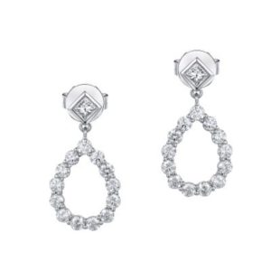Round brilliant cut diamond open drop earrings 1.77ct
