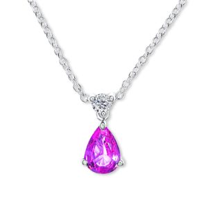 Pink sapphire and diamond pendant