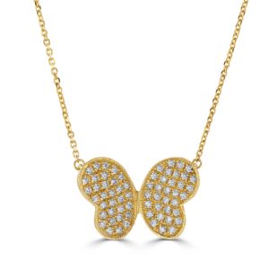 Diamond "butterfly" pendant in yellow gold 0.34ct