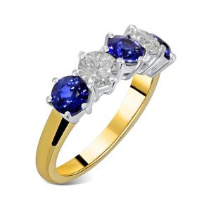 Five stone all round sapphire and diamond ring