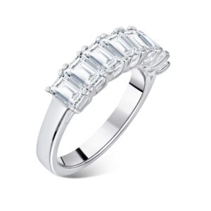 Seven stone all emerald cut diamond ring 2.21ct