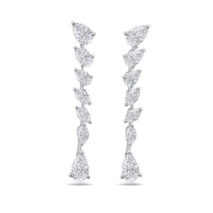 Mixed cut diamond drop earrings