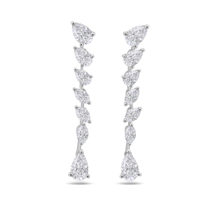 Mixed cut diamond drop earrings