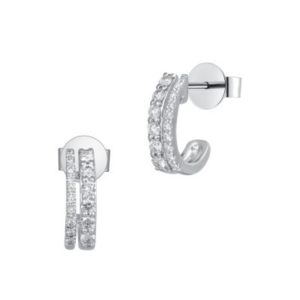 Diamond set two row hoop earrings 0.22ct