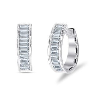 Baguette diamond hoop earrings 0.89ct