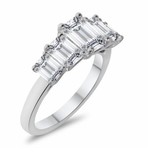 Five stone emerald cut diamond ring 2.73ct