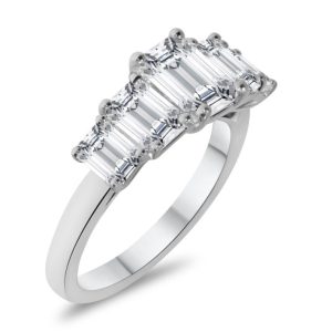 Emerald cut five stone "graduated" diamond ring 2.50ct