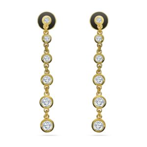 Round brilliant cut diamond long drop earrings 1.02ct