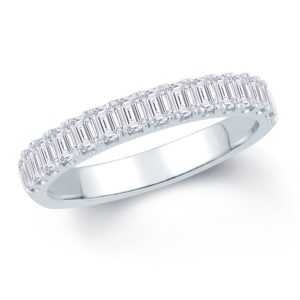 Emerald cut diamond half eternity ring 0.95ct