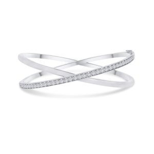 Round brilliant cut diamond crossover bangle 1.46ct