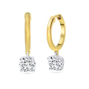 Round brilliant cut diamond hoop and drop earrings 1.00ct