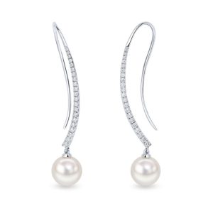 Pearl and diamond drop earrings