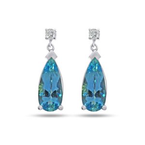 Aquamarine and diamond drop earrings
