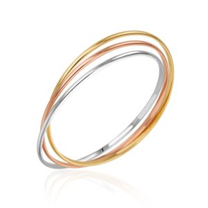 Yellow, rose and white gold "interlocking" bangles